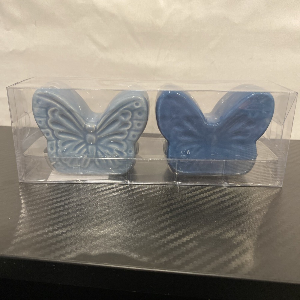 Dolly Parton Butterfly Salt and Pepper Shaker Set Blue Ceramic New 5329787